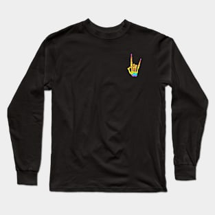 Rainbow Rock n' Roll Skeleton Hand Long Sleeve T-Shirt